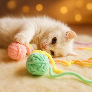 Handmade Yarn Ball Cat Toy: Plush Interactive Play with Bell