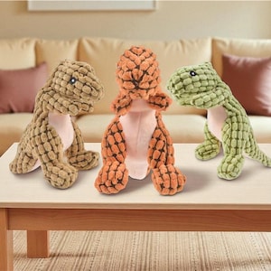 Dinosaur Dog Toy – Durable Squeaky Plush for Small & Medium Dogs – Soft Chew Toy for Interactive Play and Teeth Cleaning
