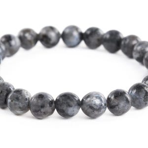 Natural Larvikite Protection Bracelet – Genuine Norwegian Larvikite Crystal Beaded Bracelet for Men & Women | Grounding Focus Healing Stone