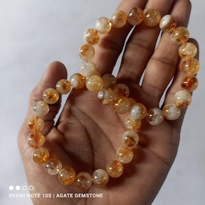 Natuurlijke helende armband met citrienkristal – gele edelsteenkralenarmband voor positieve energie, overvloed en rijkdom – handgemaakt.