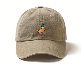 Vintage Baseball Cap with Duck Embroidery - Lightweight Adjustable Snapback, Unisex Outdoor Fashion Accessory