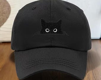 Embroidered Cat Dad Hat | Solid Color Cotton Baseball Cap