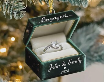 Personalized Engaged Ring Box Acrylic 2D Flat Ornament, Christmas Gifts Decor