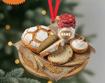 Custom Name Sourdough Bread Christmas Ornament, Food Lover Gift