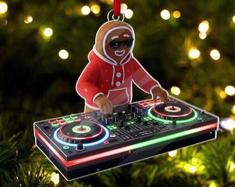 Personalized DJ Gingerbread Man Ornament, Music Lover Gift