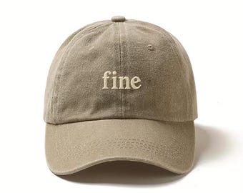 Embroidered Cotton Dad Hat, Minimalist Text Baseball Cap