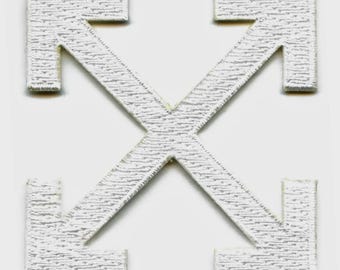 White Crossing Arrows Embroidered Iron On Patch