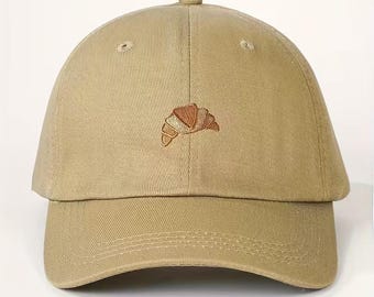 Croissant Embroidered Dad Hat, Minimalist Bakery Baseball Cap