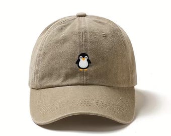 Penguin Embroidered Dad Hat, Unisex Cotton Baseball Cap