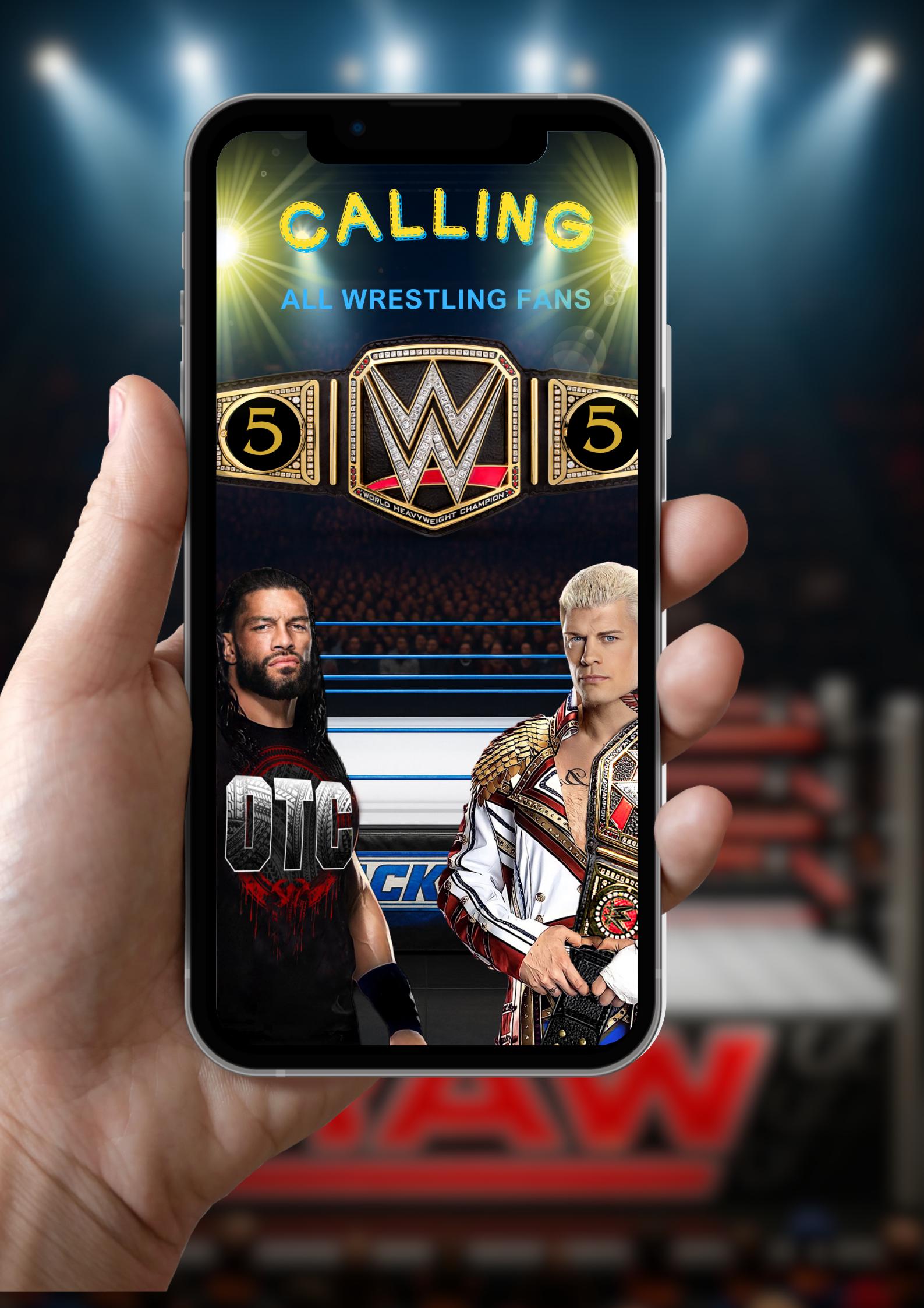 Wrestling Birthday Video Invite | WWE Style Animated Party E-Invitation | Editable Mobile WhatsApp Download