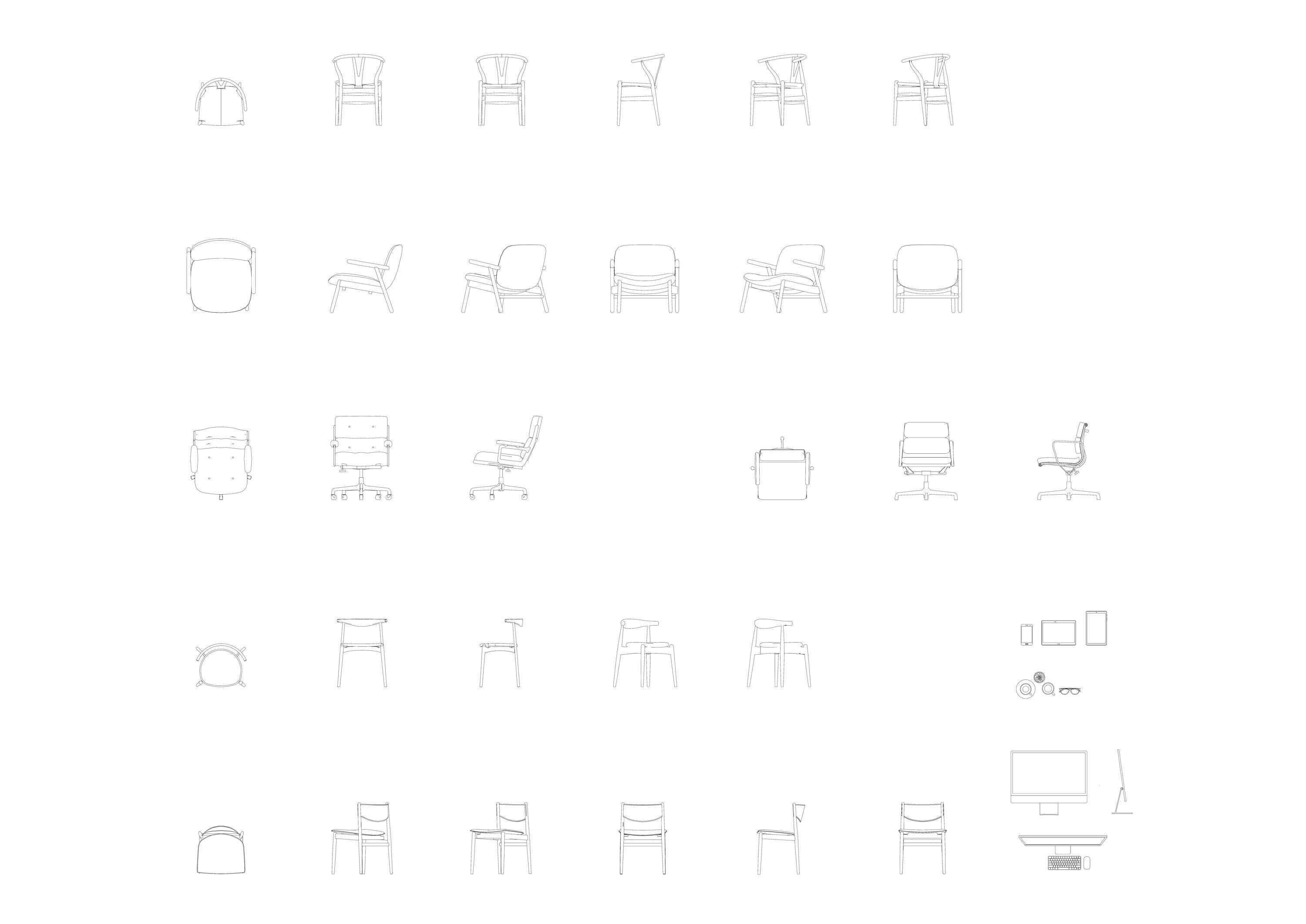Library 400 Chairs & Sofas Blocks DWG | 2D CAD Autocad Seating ...