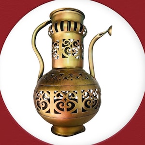 Ornate Gold Metal Moroccan Lantern | Decorative Tabletop Tealight Holder | Arabian Nights Home Decor