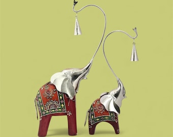 Hand-Painted Indian Elephant Bell Holders | Diwali Decor (Set of 2)