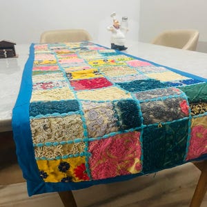 Handcrafted Bohemian Patchwork Table Runner - Eclectic Embroidered Dining Decor