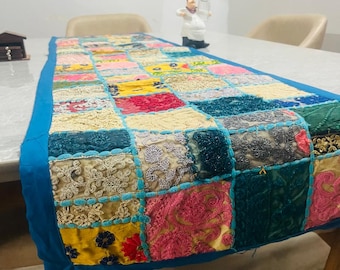 Handcrafted Bohemian Patchwork Table Runner - Eclectic Embroidered Dining Decor