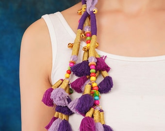 Indian/Punjabi Handmade Paranda/Parandi /Traditional Hair  Braid Tassles/Hair Extension/Choti (Kalee-Purple)