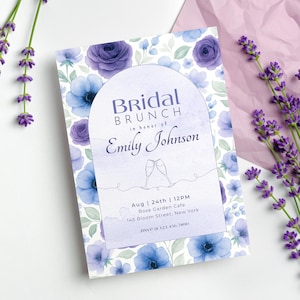 Watercolor Bridal Brunch Invitation | 5x7 Floral Canva Template | Bridal Brunch Invite | Invitation Card | Digital Download