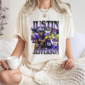 Justin Jefferson Football T-shirt, Minnesota Football Fan Shirt, Game Day Tee, Wide Receiver Player Tribute Top