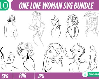 Minimalist One Line Woman Art: Abstract Face SVG, Cricut & Silhouette Cut File (Digital Download))