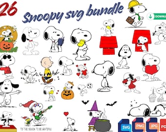 Snoopy Dog Peanuts Mega Clipart Bundle: Vintage Cartoon PNG, Birthday, Christmas, Thanksgiving SVG PNG