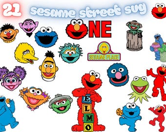 Sesamstraße Clipart, Elmo, Krümelmonster, großer Vogel PNG SVG (Digitaler Download)