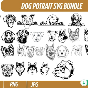Dog Breeds SVG PNG Bundle: Playful Dog Face Clipart (Digital Download)
