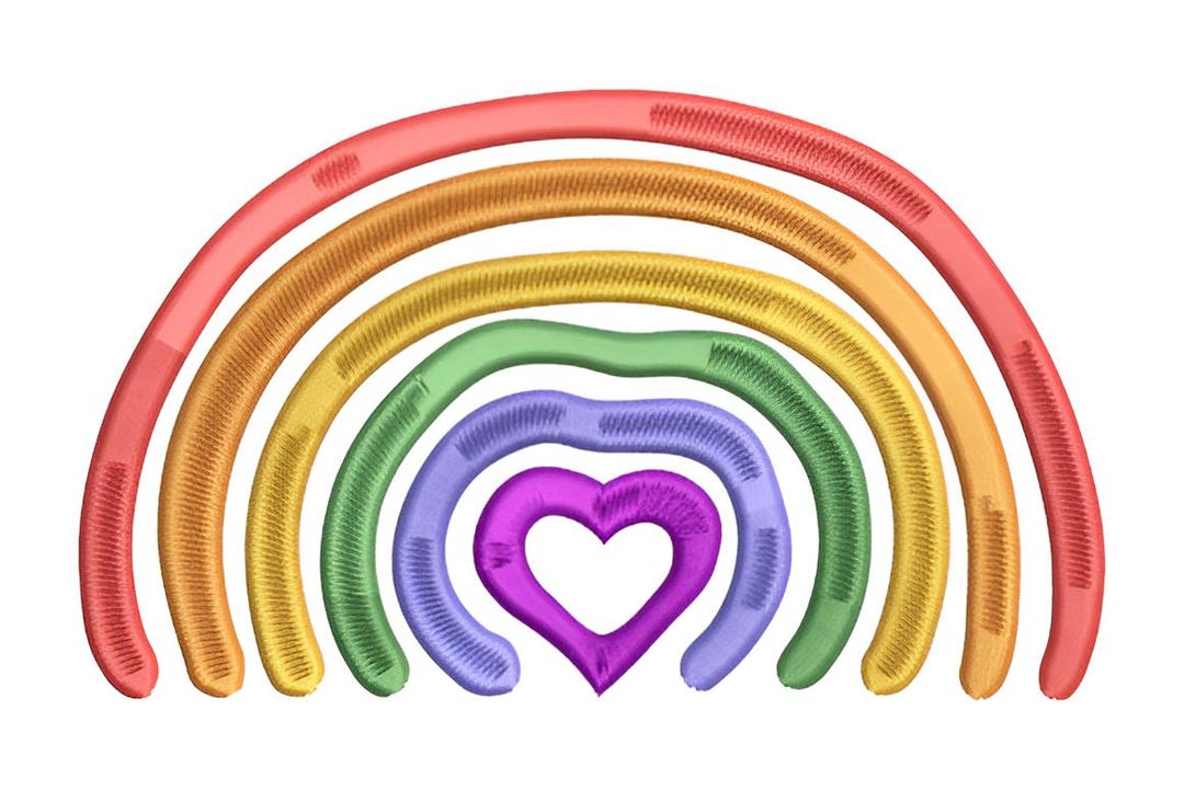Rainbow Heart Machine Embroidery Design | Colorful Love Stitch (digital ...
