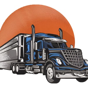Big Rig Truck Embroidery Design – Heavy Truck Embroidery Pattern – Semi Truck Embroidery File for Machine Embroidery