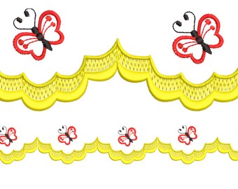 Butterfly Embroidery Border Design: Machine Embroidery Motif (Digital Download)
