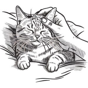 Motif de broderie chat se faisant caresser, fichier machine à broder, motif de broderie chat se faisant caresser CND DST EXP