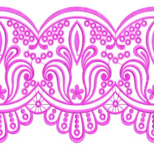 Bordures de broderie à motif floral – Motif de bordure de broderie – Bordures de broderie florale pour machine à broder