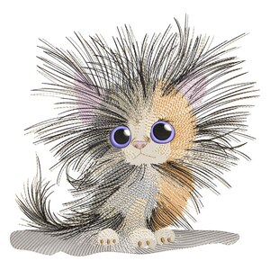 Fluffy Whiskers Kitten Embroidery Designs, Embroidery Kitten Files