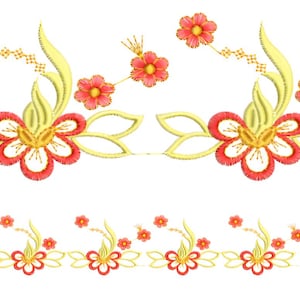 Bordures de broderie à motifs floraux - Motif de bordure de broderie - Fichiers de broderie florale pour machine à broder