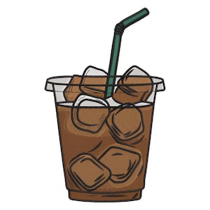 Iced Coffee Embroidery Cold Coffee Embroidery Drink Embroidery Design for Embroidery Machine