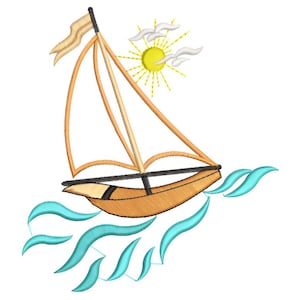 Sailboat Embroidery Design: Nautical Machine Embroidery Pattern (Instant Download