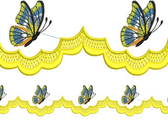 Butterfly Embroidery Border Design: Delicate Motif (Digital Download)