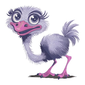 Cute Cartoon Ostrich Embroidery Design – Funny Ostrich Embroidery Pattern – Ostrich Embroidery File for Embroidery Machine DST PES VP3 HUS
