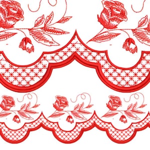 Motif de broderie bordure florale - bordure florale broderie Machine - motif de broderie bordure
