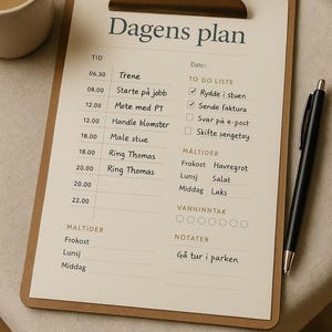 Minimalistisk Daglig Planlegger + Habit Tracker | Digital PDF | A4 Planleggingsark for Nedlasting