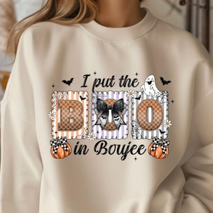 I Put The Boo in Boujee Halloween PNG: Coquette Spooky Season T-Shirt Design (Digital Download)