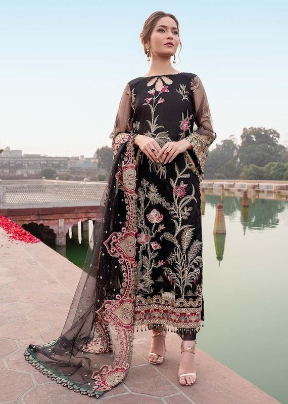 strapless open back dress Elegant Black Party Wear Alia Cut Anarkali Gown with Dupatta & Bottom –  ManMohit Fashion main image 1