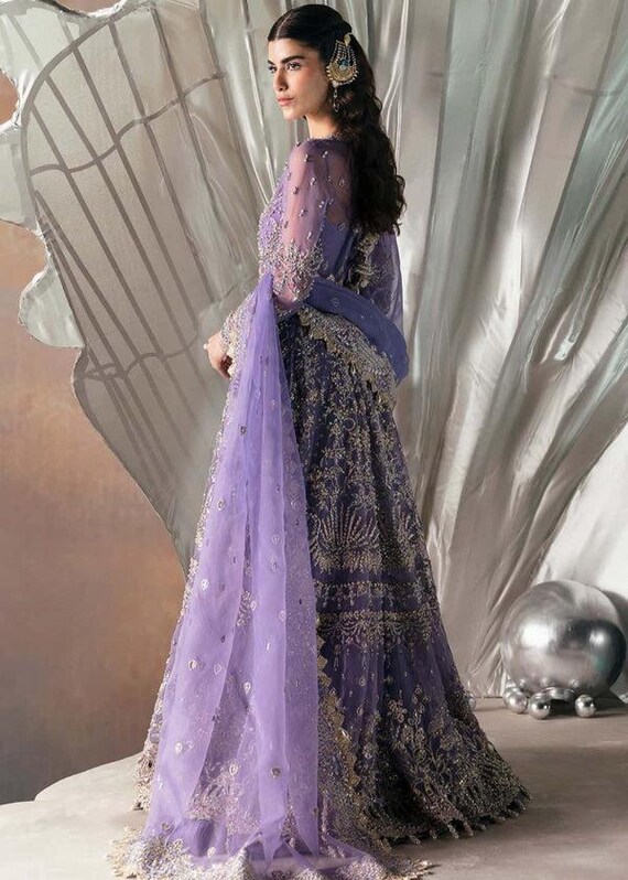 lilac designer dresses Lilac Purple Floral-Print Long Prom Dress A1135 Lilac / 2