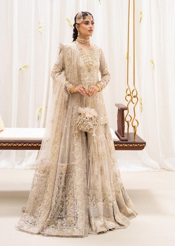 beige pakistani wedding dress BEIGE INDIAN PAKISTANI BRIDAL WEDDING GOWN