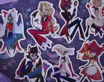 Hazbin Hotel Characters | Rainbow Holographic Stickers