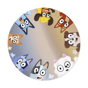 Bluey Friends Vinyl Sticker  Cute Round Cartoon Decal