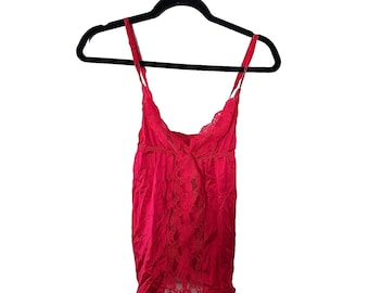 Gotham New York Pink Floral Lace Panel Nightie Lingerie Cami Top Woman Sz Medium