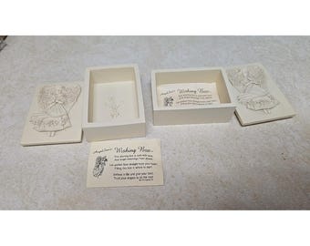 Lot of 2 Vtg 2000 Angelstar Bless His People Home Decor Trinket Wishing Box