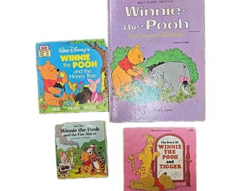Lot of 4 Vintage Walt Disney Winnie the Pooh and Friends Pop-Up Paperback Books
