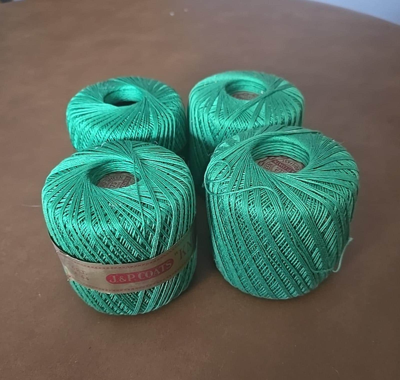 NEW Vtg J & P Coats Green Knit-cro-sheen Boilfast Spool Yarn