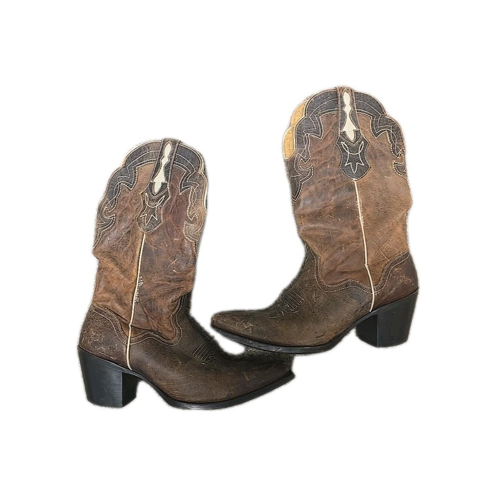J B Dillon goat leather cowboy boots brown distressed western Men’s 11.5 EE JB Dillon Cowboy Boots Size 9 EE Distressed | Mercari main image 2